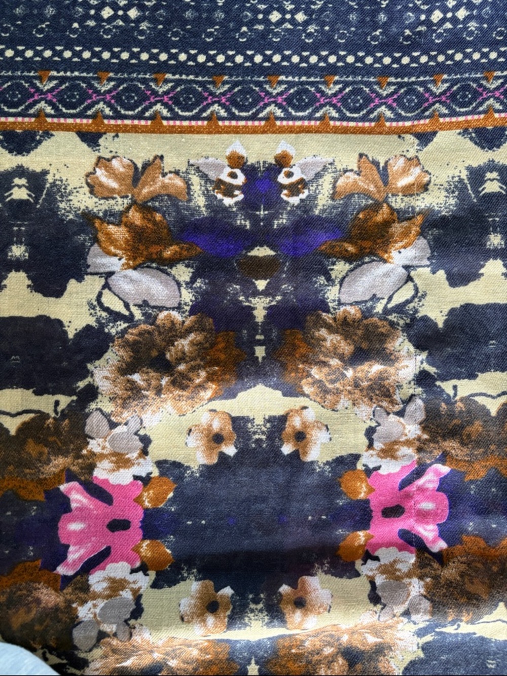 Floral Pattern Navy Infinity Scarf - Picture 3 of 3